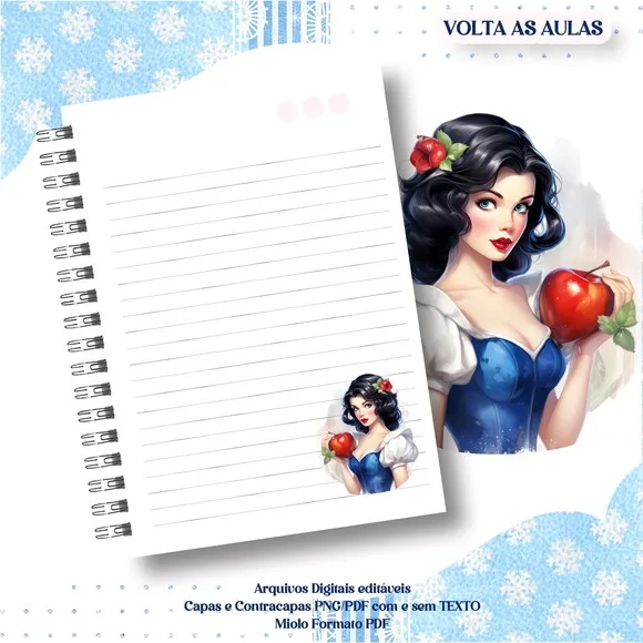 Caderno ou Agenda Personalizada Branca de Neve