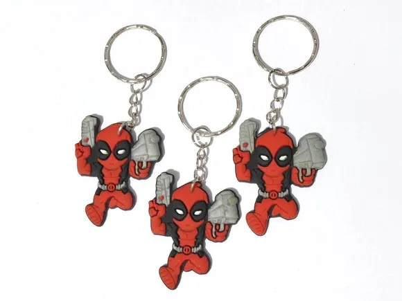 Chaveiro Deadpool Emborrachado Pacote com 6 Unidades