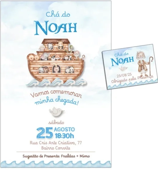 Convite Digital C/tag Chá de Bebê Arca de Noé Menino 4