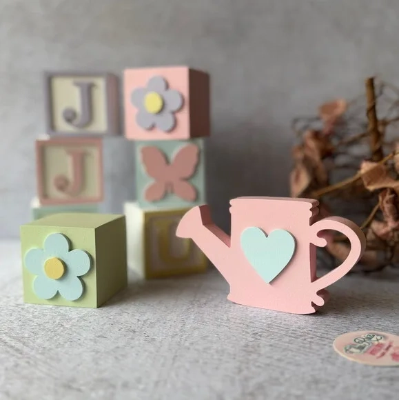 Tons Pastel Cubos 6x6cm Ts + Regador - Decoração Bebê