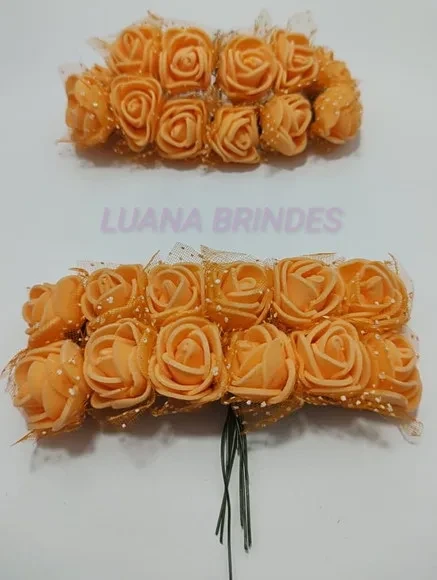 Buquês Flores de EVA Laranja 2 Unidades com 12 FLores Cada