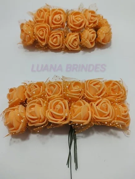 Buquês Flores de EVA Laranja 2 Unidades com 12 FLores Cada