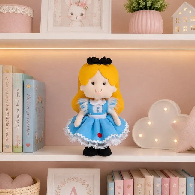 Boneca Alice Pais Das Maravilhas De Feltro