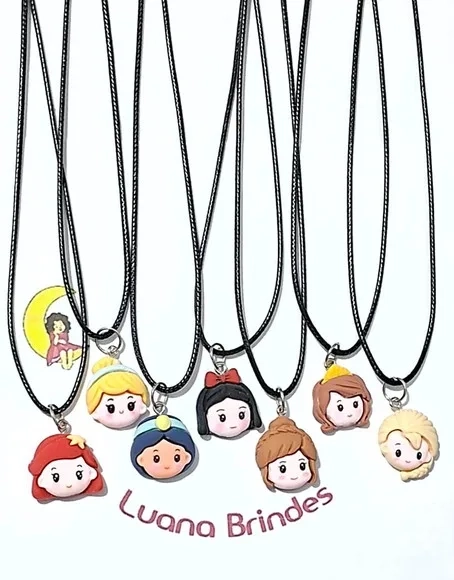 Colar Princesas Resina Pacotes com 7 Unidade