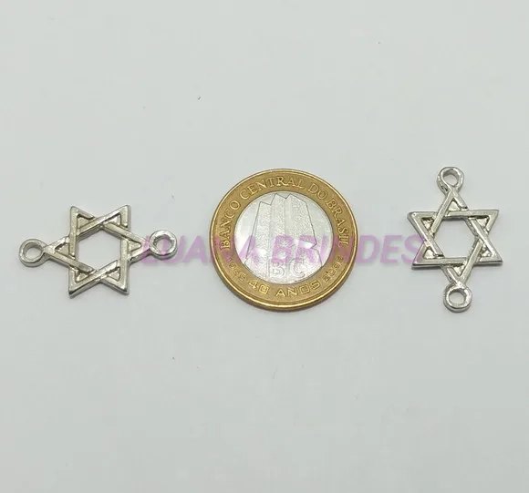 Pingente Estrela de Davi de Metal em Prata -pct c/10 unid