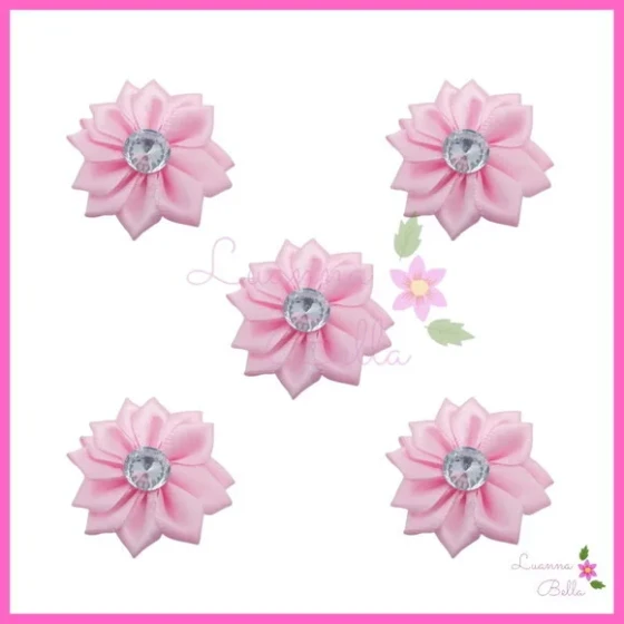 Aplique Flor c/stress Rosa de tecido - Pct c/12 unds