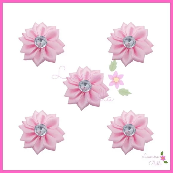 Aplique Flor c/stress Rosa de tecido - Pct c/12 unds