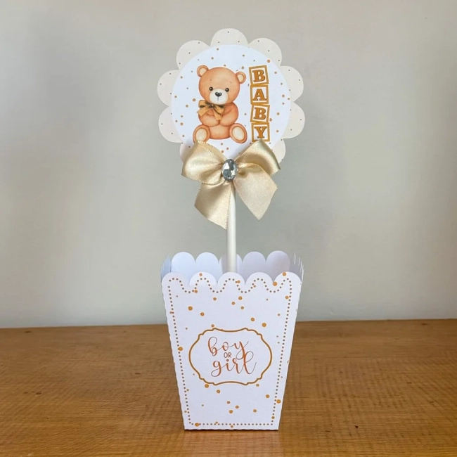 PEGUE E MONTE - Centro de Mesa CHA DE BEBE URSINHO NEUTRO Decoração de Festa | Lembrancinhas | Aniversário | Personalizados