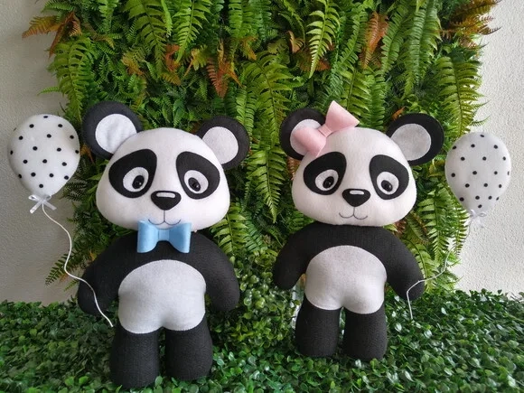 Panda em Feltro - Kit com 2 peças