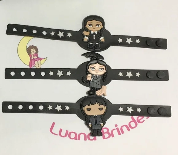 Pulseira Wandinha Addams Emborrachada 17,5 cm