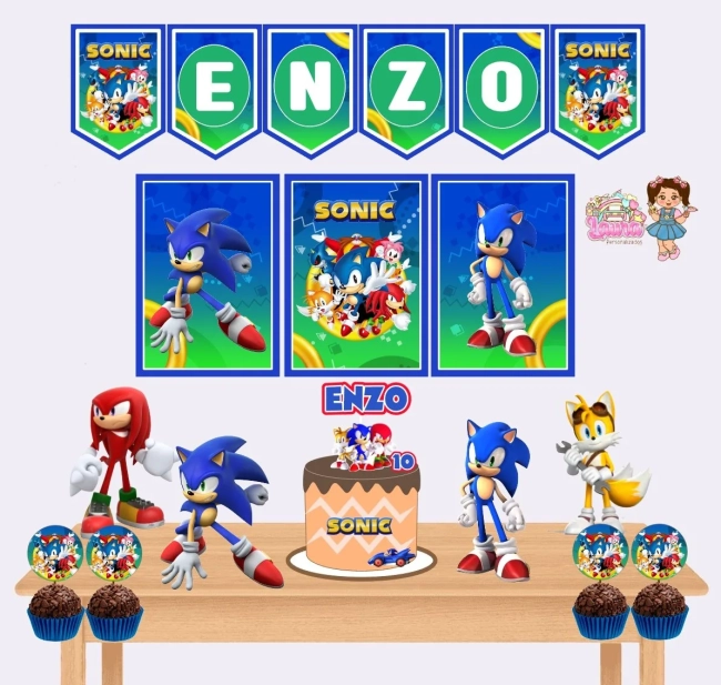 Kit Festa Só Um Bolinho SONIC - Decoração de Festa