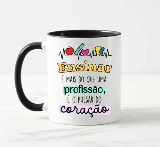 Caneca Professsor Ensinar É o Pulsar do Coração