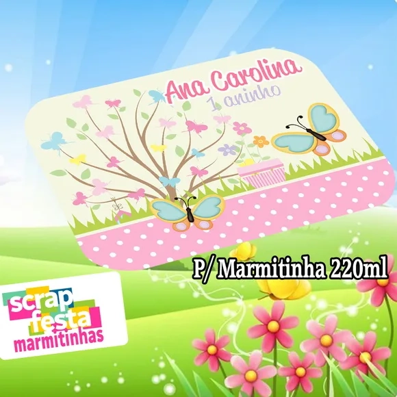 Tampa Personalizada para Marmitinha 220ml Jardim Encantado