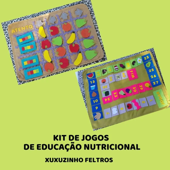 Kit de jogos de educação nutricional em feltro