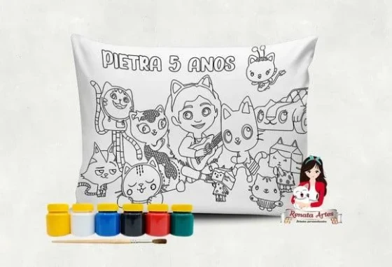 Almofada com Tinta para Colorir a Casa Magica da Gabi