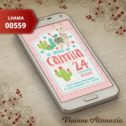 Convite Digital Lhama - 00559