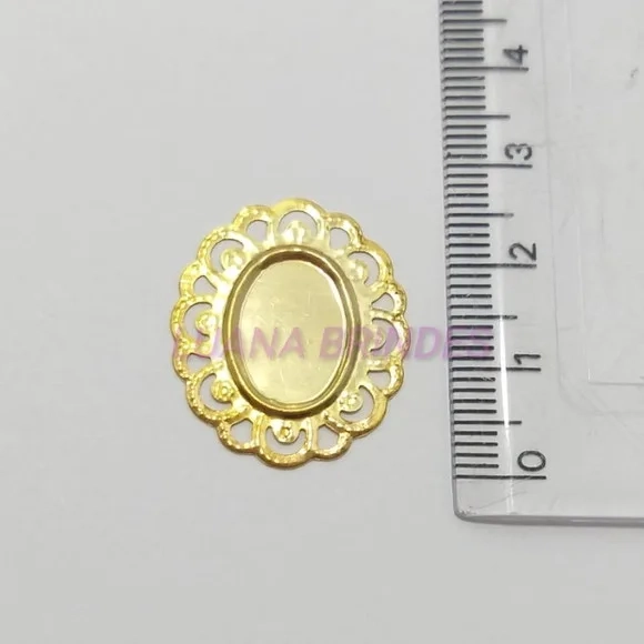 Tag Oval de Metal Dourado - pct com 12 unidades