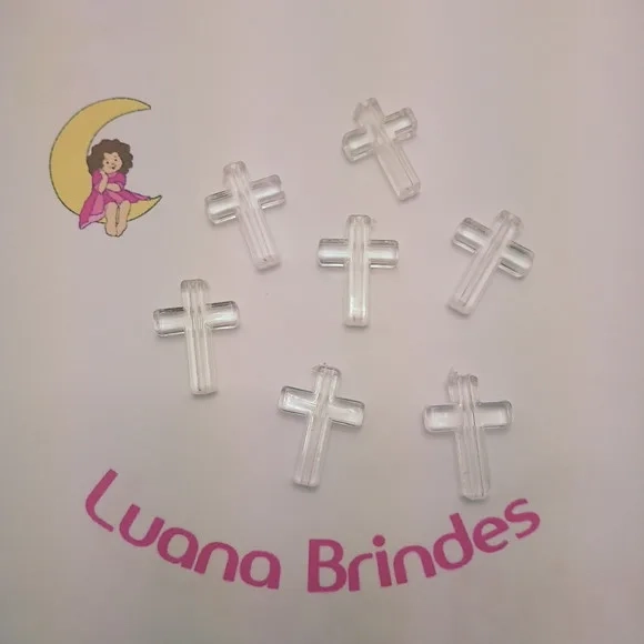 Cruz Lisa de Acrílico Furo Passante 2,4cm Pct 12 Unidades