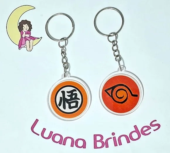 Chaveiro Naruto Acrílico Impresso Pct C/6 Unid. Variados
