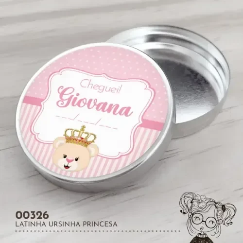 Latinha Adesivada Ursinha Princesa - 00326
