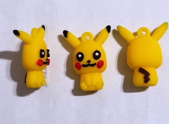 Pingente Pikachu 3d Emborrachado - 5 Unidades