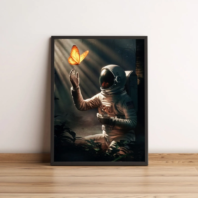 Quadro Astronauta e Borboleta na Floresta 2627