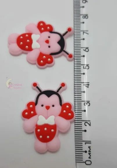 Apliques Fadinha e Joaninha de Borracha - Pct C/6 Unid