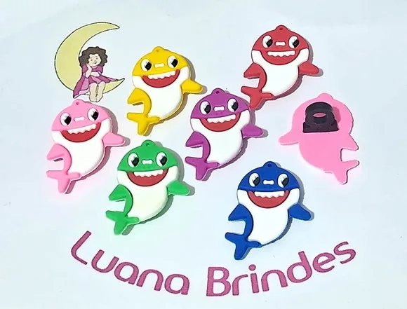 Ponteira P/lápis Baby Shark Emborrachado Pacote com 6 Peças