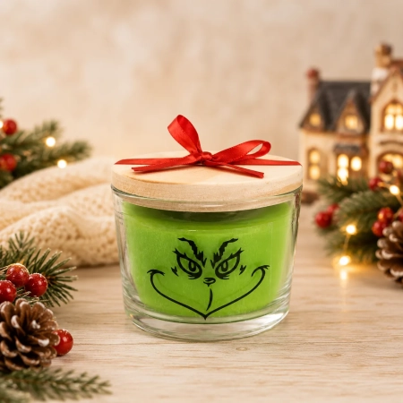 Vela Aromática no Copo Personalizada Natal Grinch, Merry Grinchmas