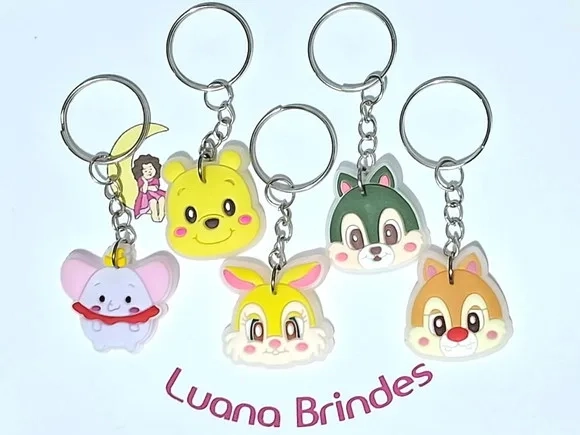 Chaveiro Ursinho Pooh Fluorescente Emborrachado 5 Unidades