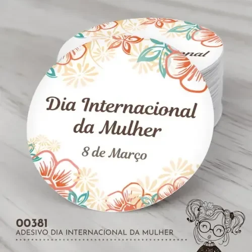 Adesivo Redondo Dia Internacional da Mulher - 00381