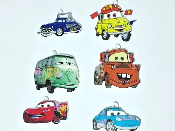 Apliques Carros Variados de Acrílico Uv 3cm - Pct C/6 Unid