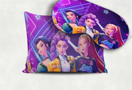 Kit Almofada +Mascara de Dormir personalizada das Guerreiras k-POP