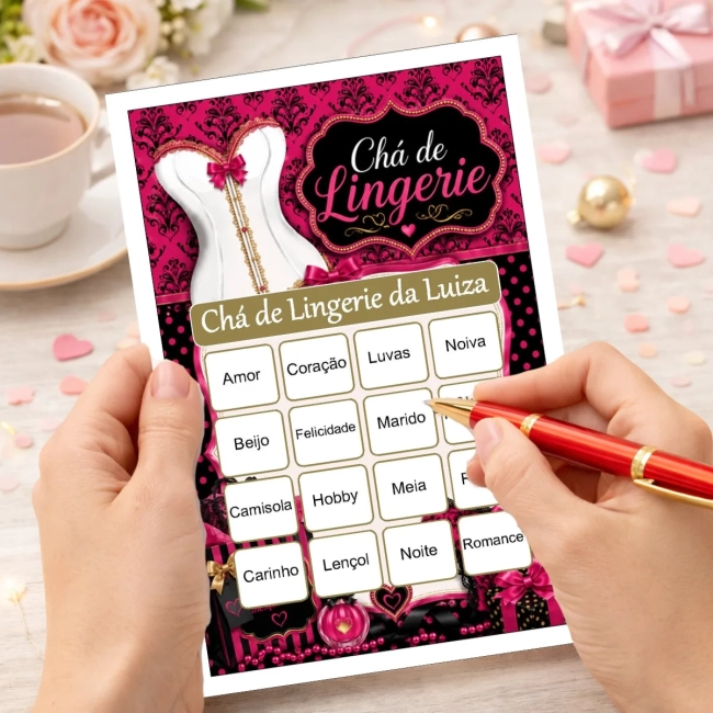 Bingo Chá de Lingerie PDF Para Imprimir