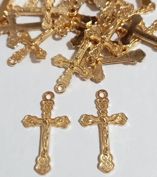 Pingente Crucifixo Dourado - 12 Unidades