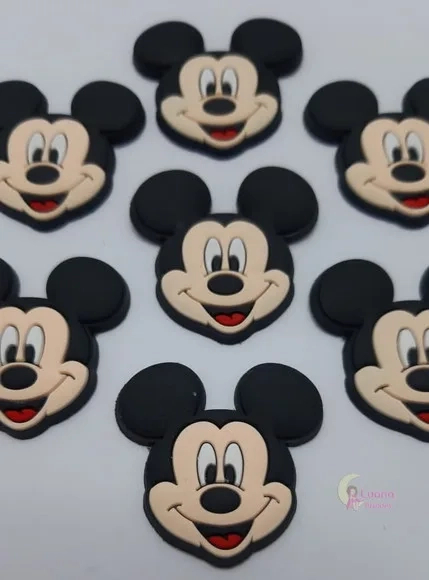 Aplique Mickey Carinha de Borracha - Pct C/7 Unidades