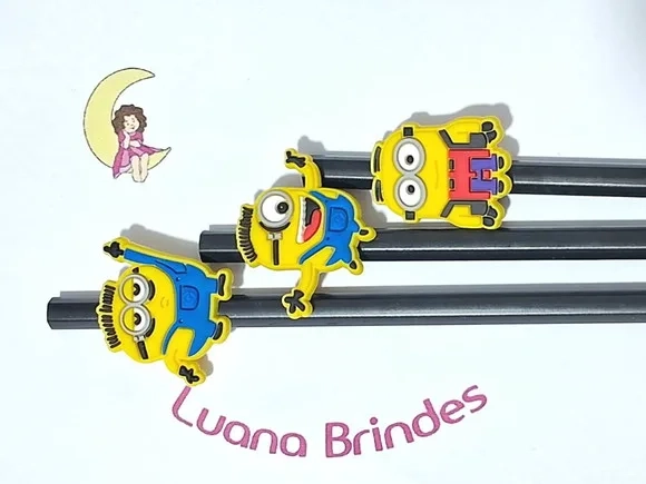 Ponteira P/lápis Minions Emborrachado Pacote com 6 Unidades