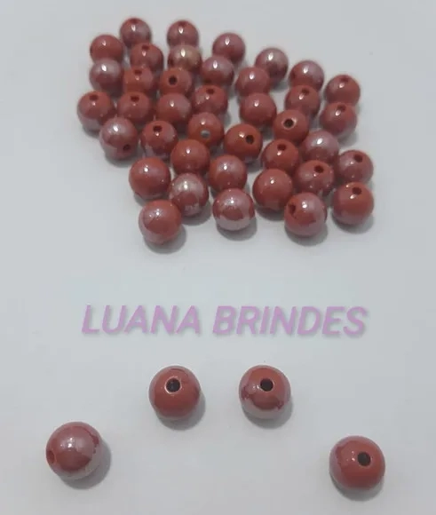 Pérola ABS Irisada Marrom Passante 10mm Pacote 100 unidades