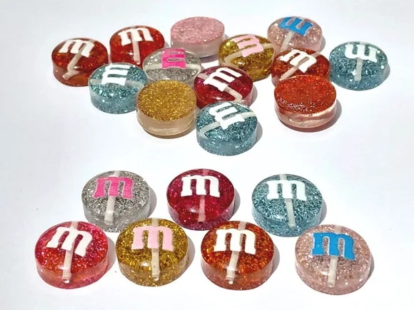 Miçanga Pastilha M&m's Translúcida 14mm Pacote C/20 Unidades