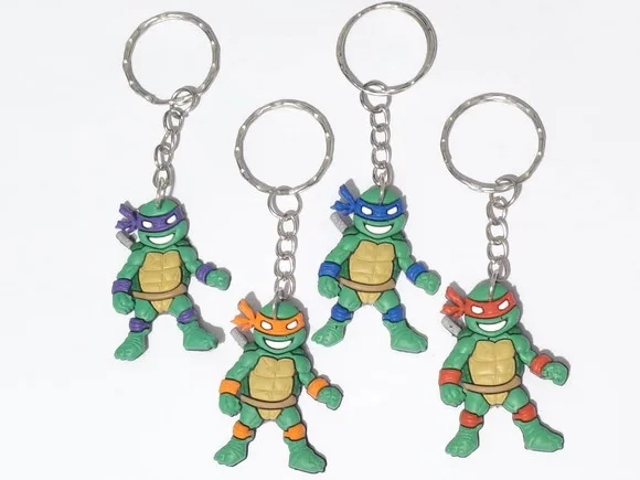 Chaveiro Tartaruga Ninja 4cm Emborrachado Pacote C/8 Unidade