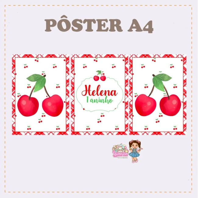 Kit Festa Só Um Bolinho CEREJINHA - Decoração de Festa