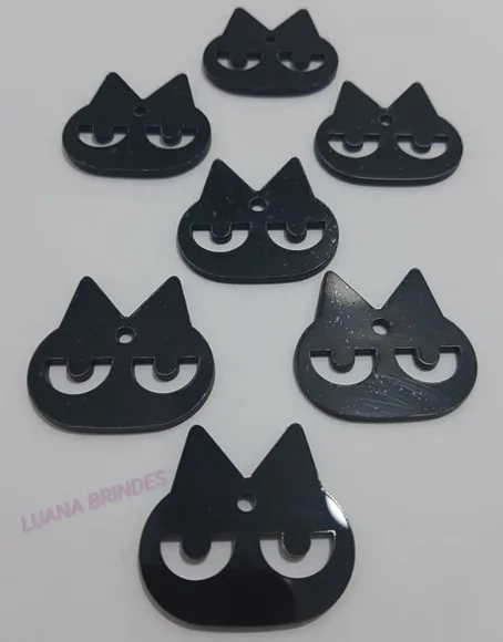 Pingente Gato de Acrílico Preto - pct c/6 unid