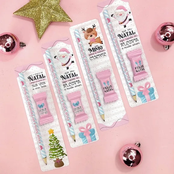 Card com Lápis e Bala Natal