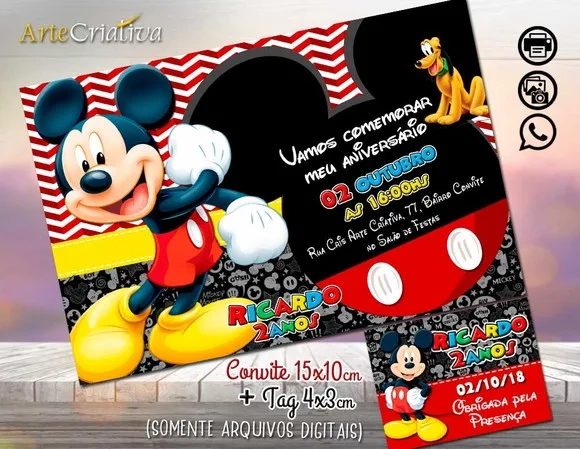 CONVITE DIGITAL C/TAG Mickey Mouse 2