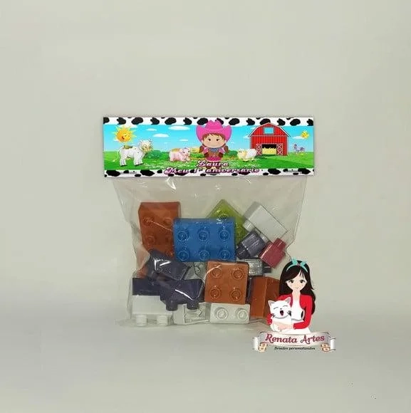 Blocos de Montar Personalizado Fazendinha Rosa