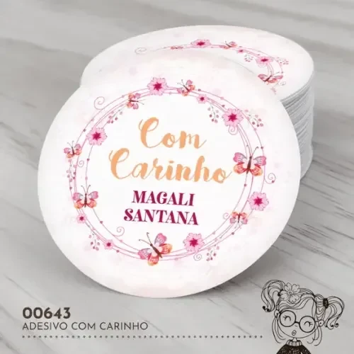 Adesivo Redondo com Carinho - 00643