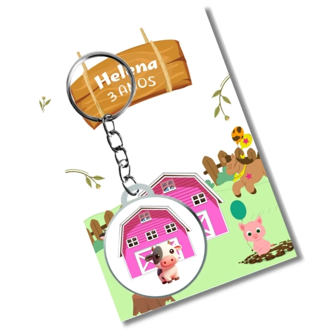 Chaveiro Fazendinha + card e eembalagem * adesivado