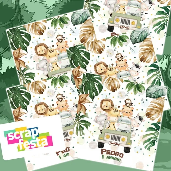 Adesivo Personalizado Quadrado 10x10 Safari Aquarela