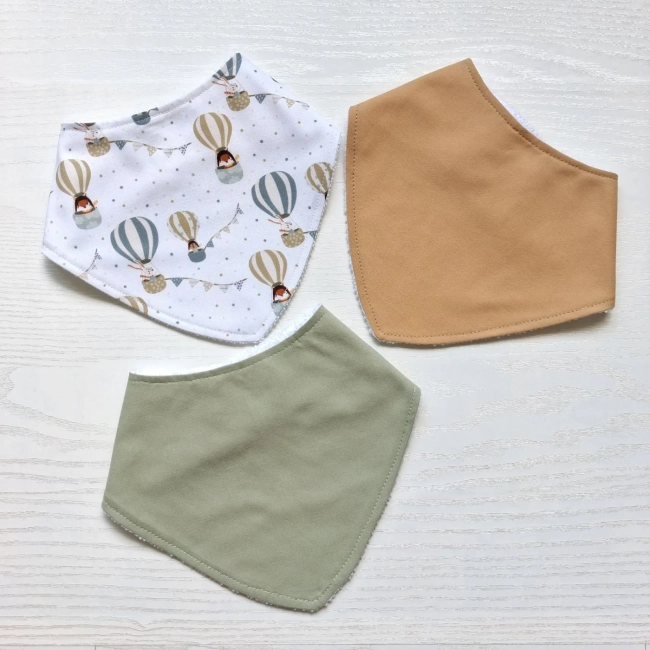Kit 3 Babadores Bandana Premium para bebê - Balões