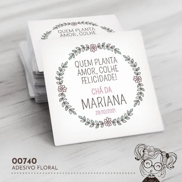 Adesivo Quadrado Floral - 00740